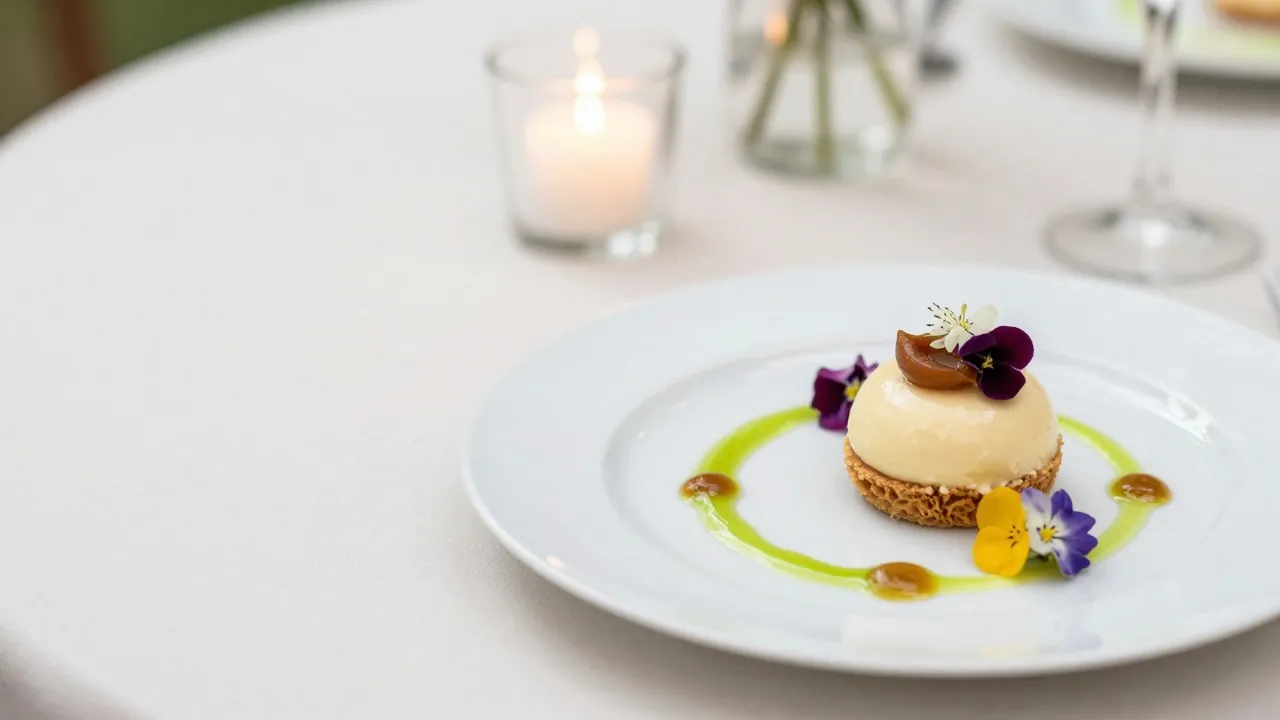 Assiette de dessert servie lors d’un repas de mariage